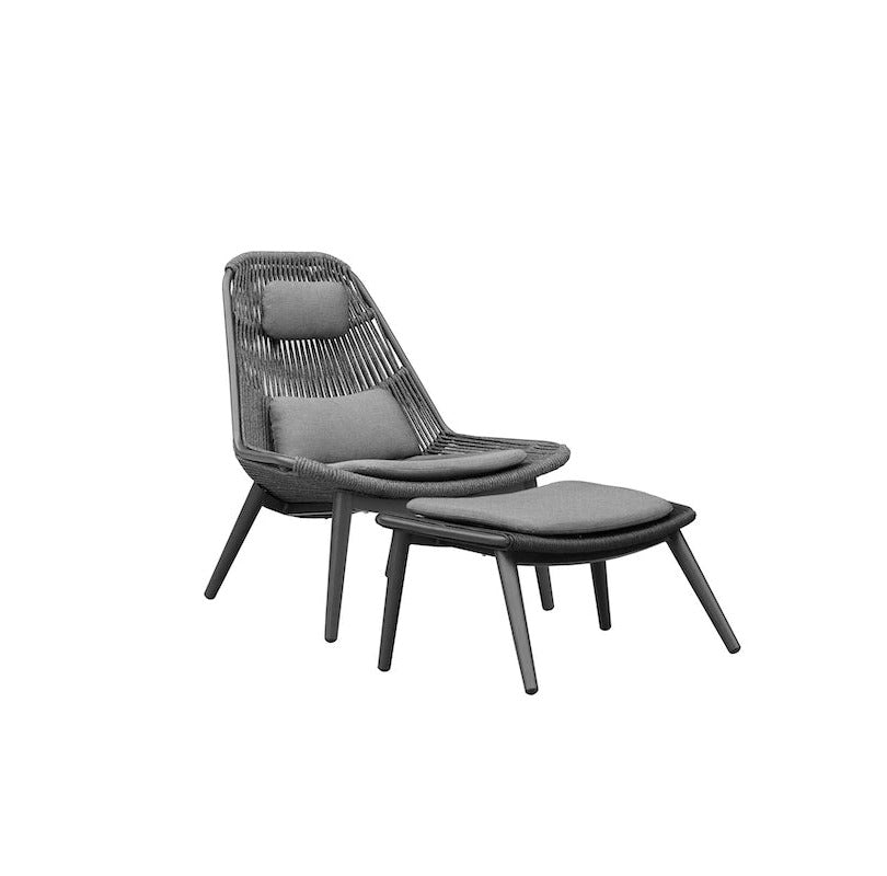 Lounge stolica Como s antracit postoljem i tamnosivim užetom